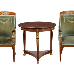 SWEDISH EMPIRE REVIVAL MAHOGANY 3 PIECE LOUNGE SUITE