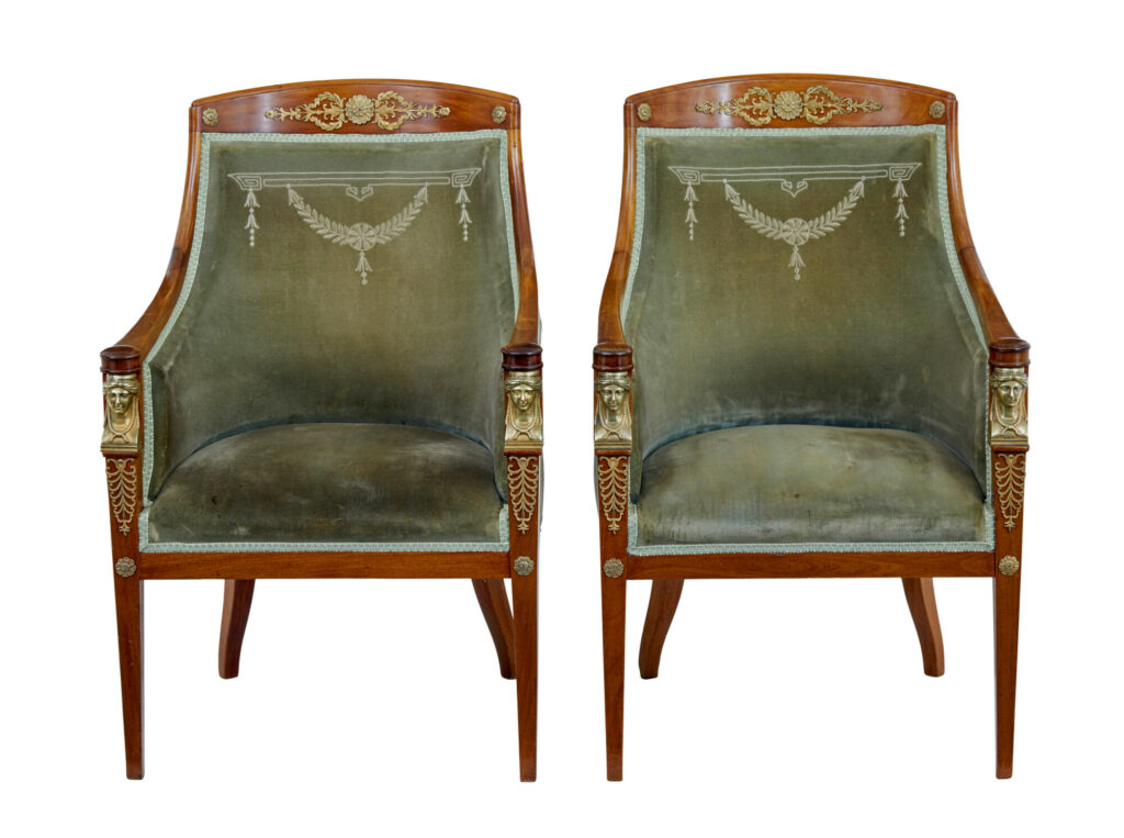 Swedish Empire Revival Mahogany 3 Piece Lounge Suite — image 14