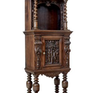 19TH CENTURY FLEMISH CARVED OAK HALL CUPBOARD ON STAND
