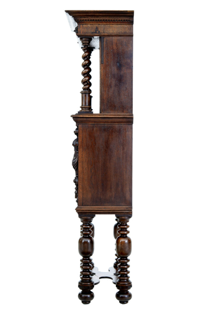 19th Century Flemish Carved Oak Hall Cupboard on Stand — image 5