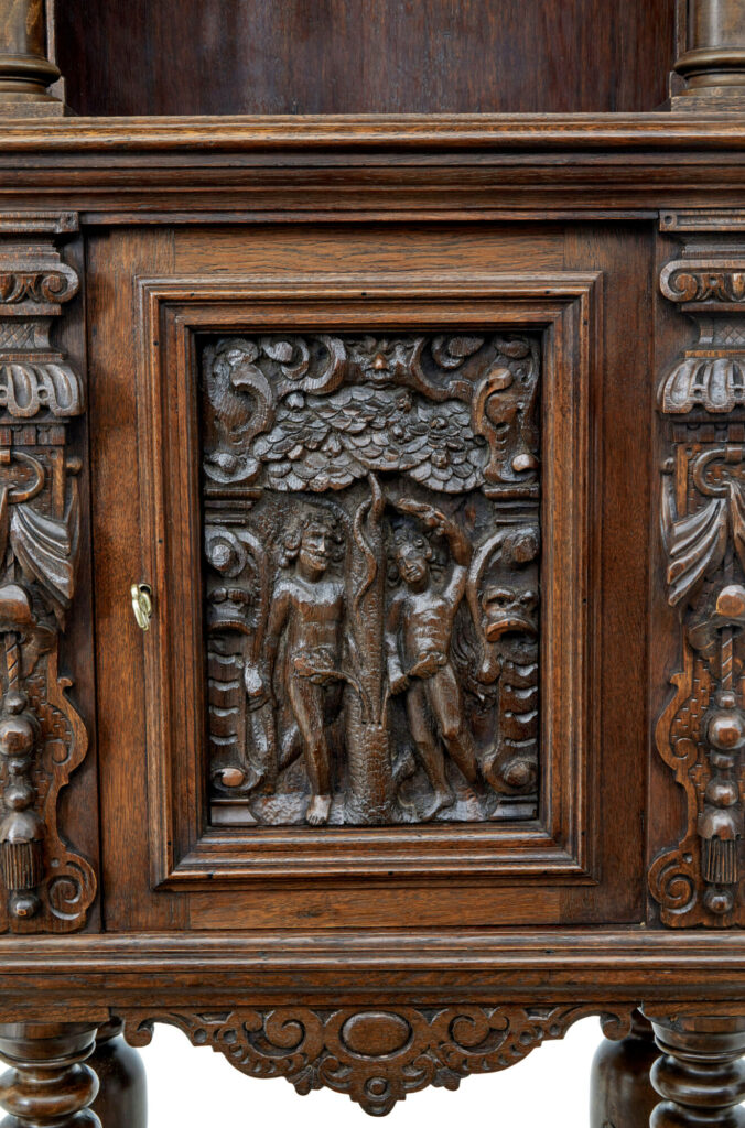 19th Century Flemish Carved Oak Hall Cupboard on Stand — image 4