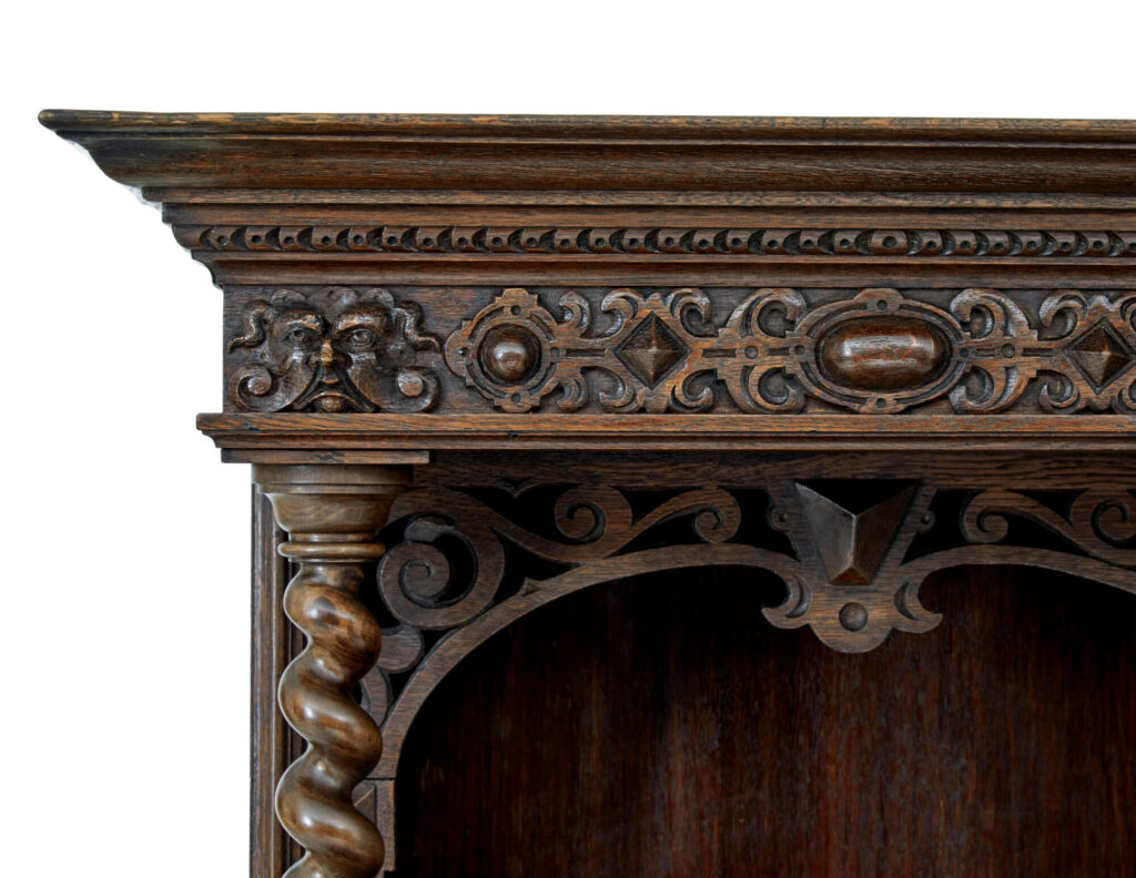 19th Century Flemish Carved Oak Hall Cupboard on Stand — image 2