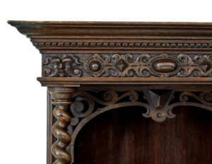 19th Century Flemish Carved Oak Hall Cupboard on Stand — thumbnail 2