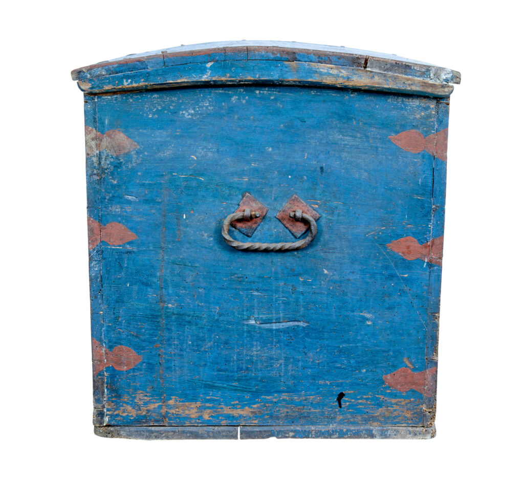 Mid 19th Century Swedish Folk Art Hand Painted Pine Coffer — image 6