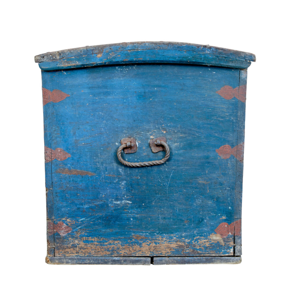 Mid 19th Century Swedish Folk Art Hand Painted Pine Coffer — image 4