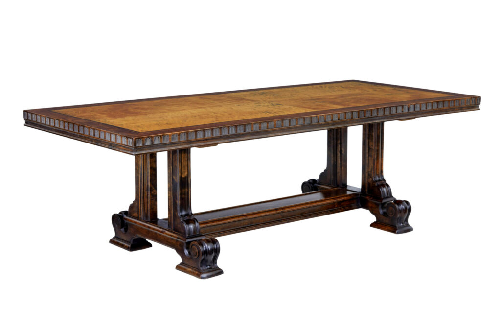 Large Art Deco Walnut and Birch Coffee Table