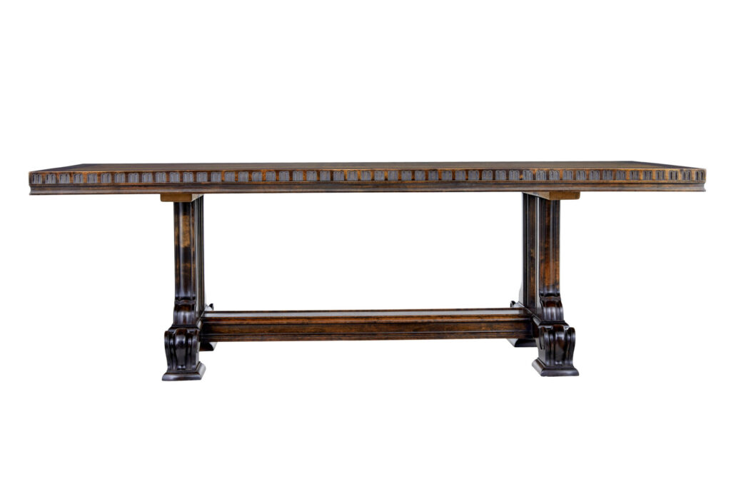 Large Art Deco Walnut and Birch Coffee Table — image 9