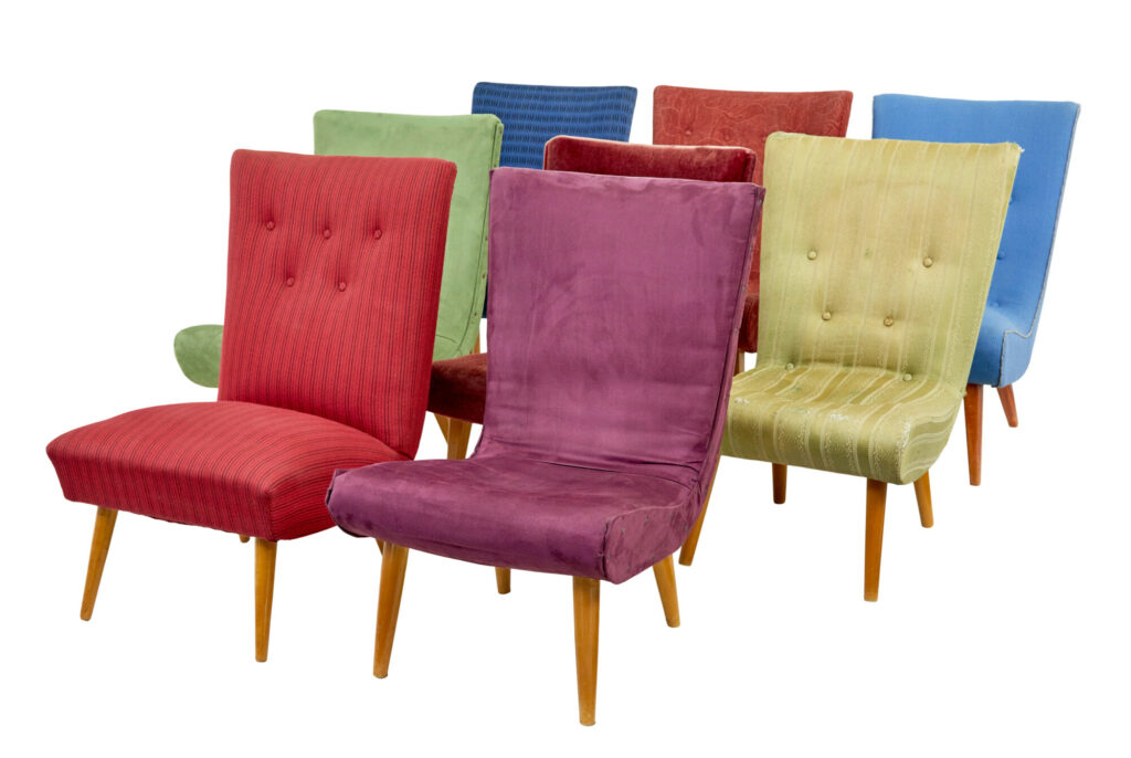 Harlequin Set of 8 Scandinavian Modern Lounge Chairs