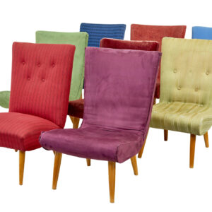 HARLEQUIN SET OF 8 SCANDINAVIAN MODERN LOUNGE CHAIRS