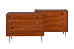 NEAR PAIR OF DANISH 1970S TEAK CHEST OF DRAWERS