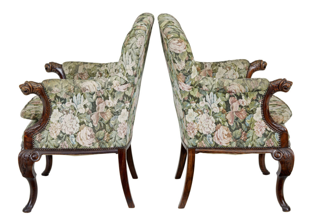 Pair of French 19th Century Carved Oak Armchairs — image 10
