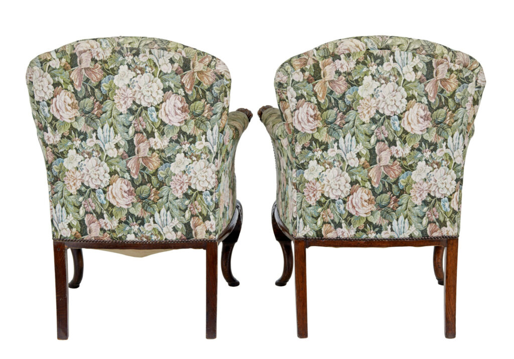 Pair of French 19th Century Carved Oak Armchairs — image 9