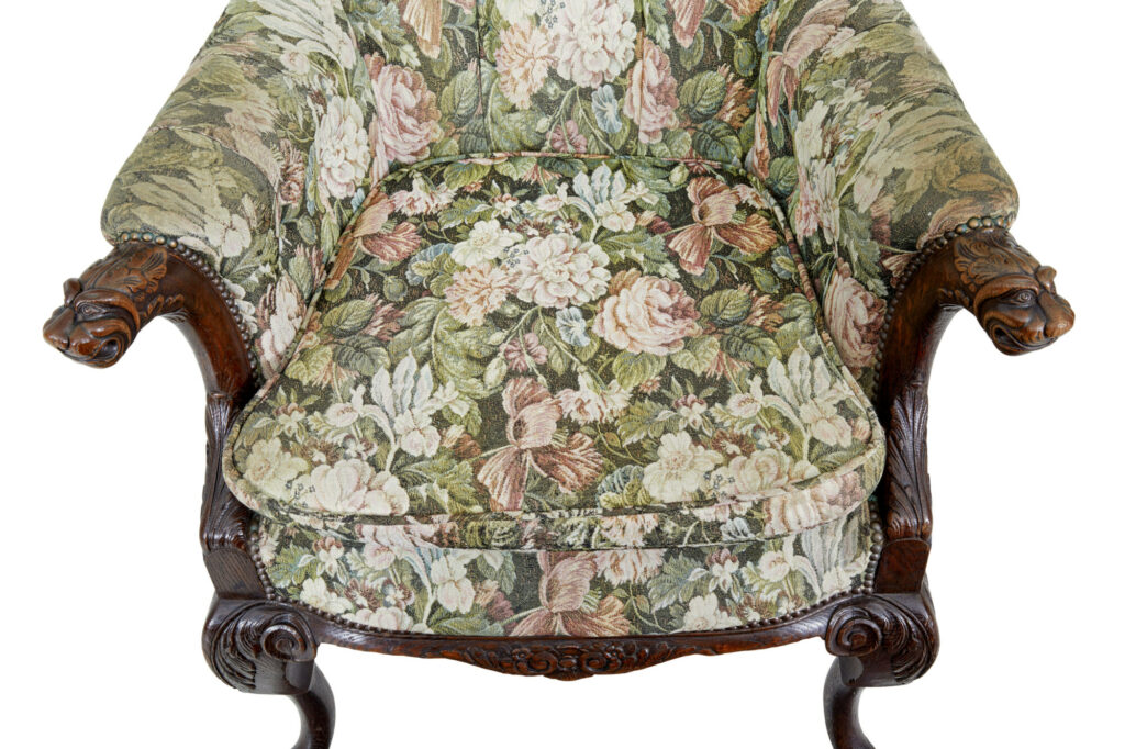 Pair of French 19th Century Carved Oak Armchairs — image 7