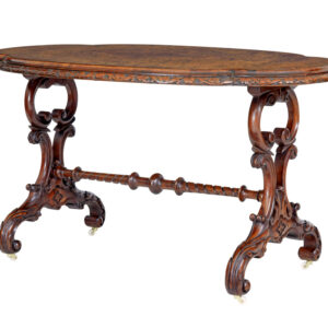 19TH CENTURY VICTORIAN CARVED BURR WALNUT SIDE TABLE