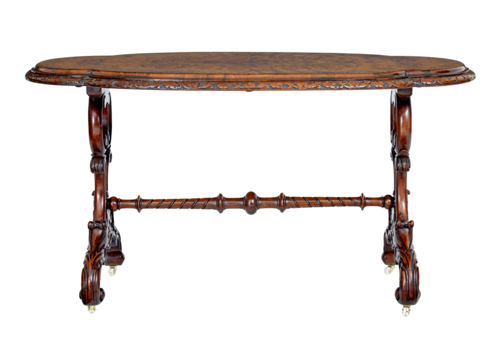19th Century Victorian Carved Burr Walnut Side Table — image 7