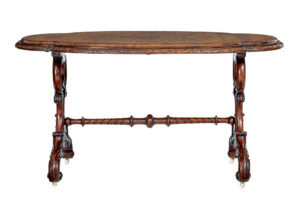 19th Century Victorian Carved Burr Walnut Side Table — thumbnail 7