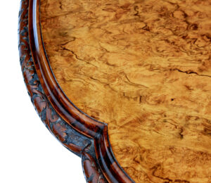 19th Century Victorian Carved Burr Walnut Side Table — thumbnail 4