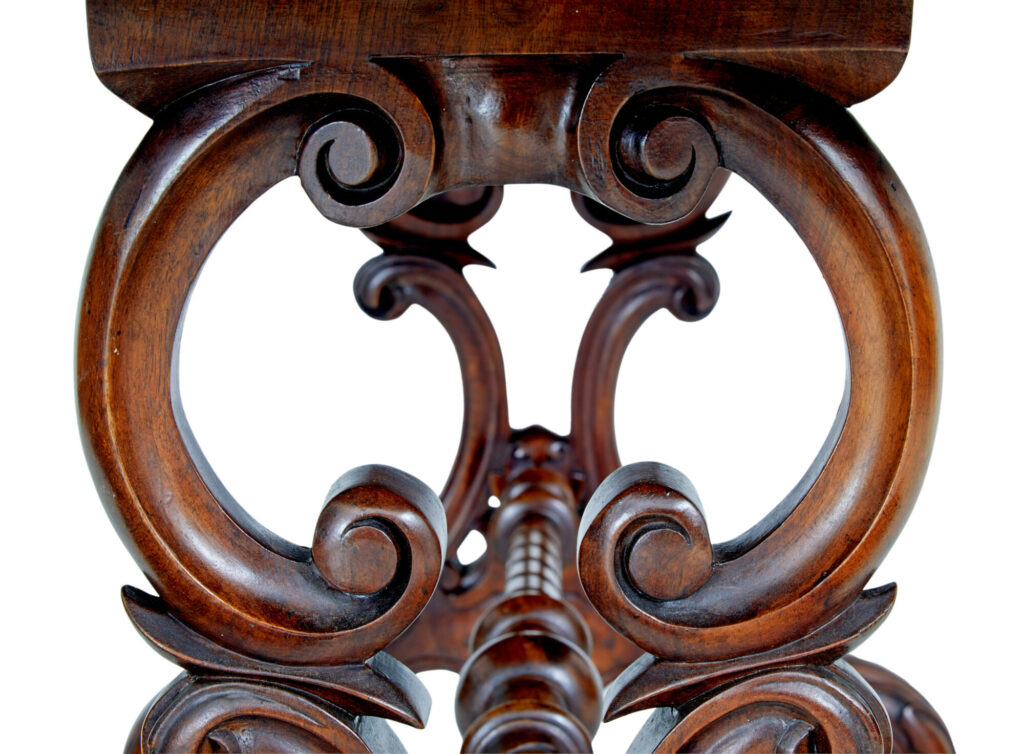 19th Century Victorian Carved Burr Walnut Side Table — image 3