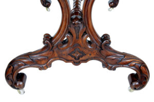 19th Century Victorian Carved Burr Walnut Side Table — thumbnail 2