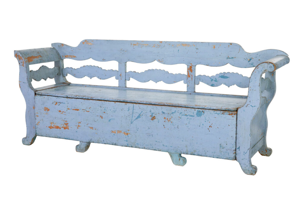 Mid 19th Century Large Painted Swedish Bench
