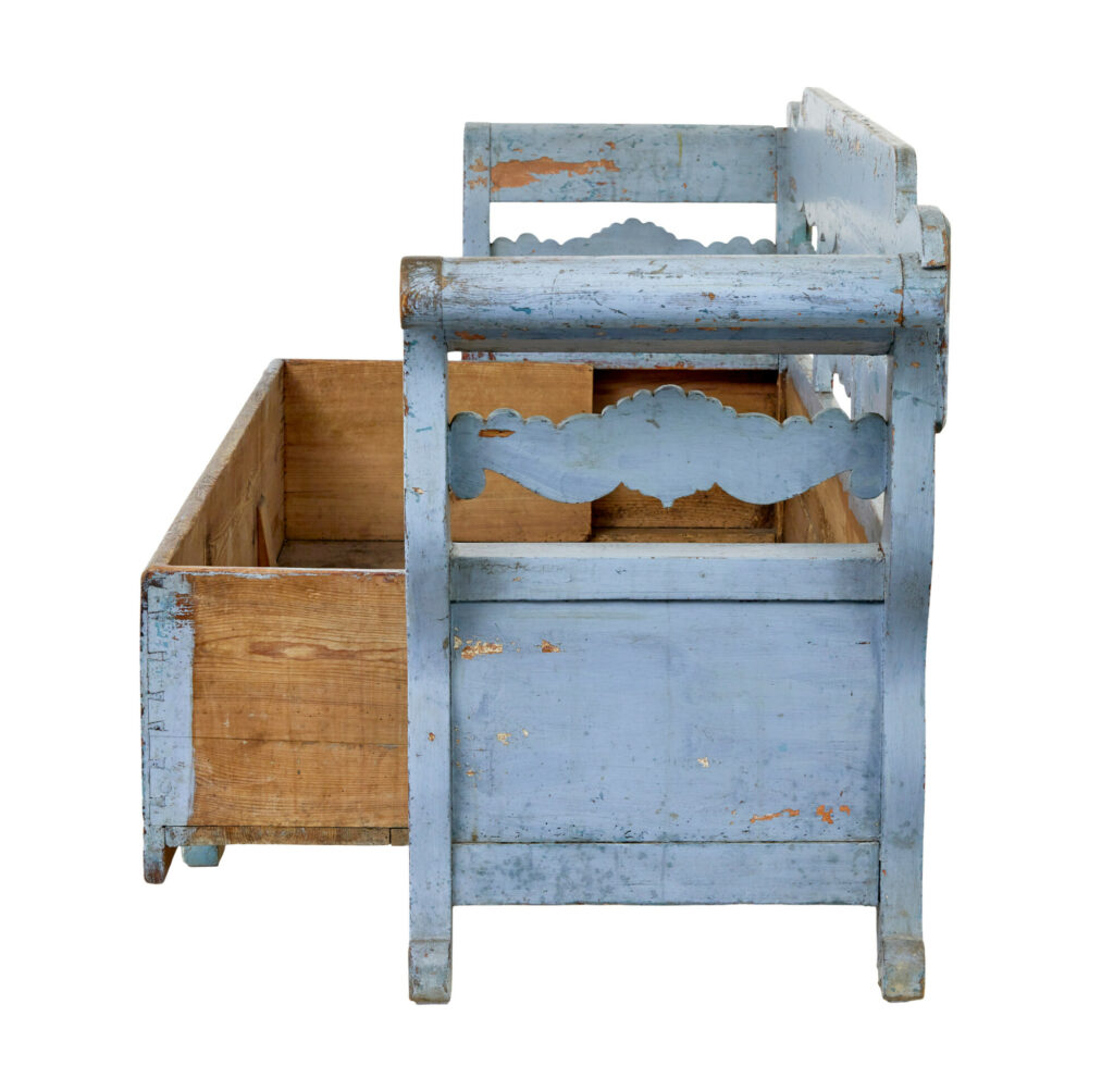 Mid 19th Century Large Painted Swedish Bench — image 8