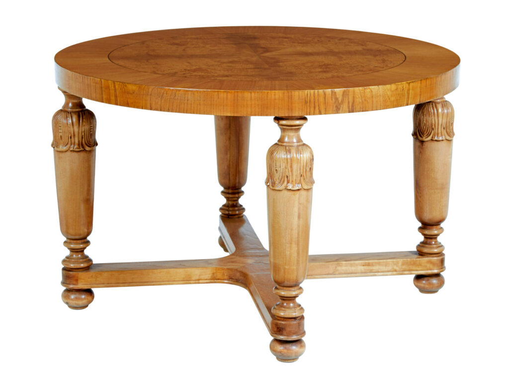 Art Deco Swedish Carved Birch and Elm Coffee Table — image 1
