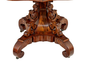 19th Century Danish Carved Flame Mahogany Center Table — thumbnail 8