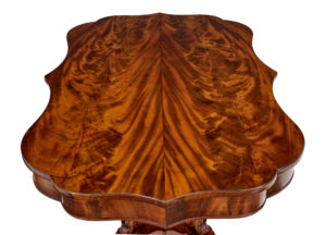 19th Century Danish Carved Flame Mahogany Center Table — thumbnail 6