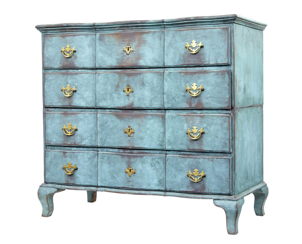 18th Century Painted Oak Scandinavian Baroque Chest of Drawers