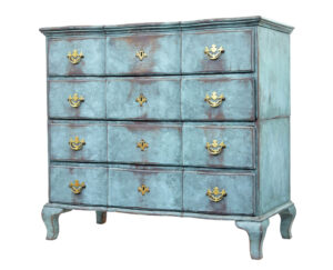 18TH CENTURY PAINTED OAK SCANDINAVIAN BAROQUE CHEST OF DRAWERS