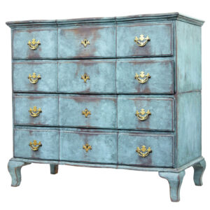 18TH CENTURY PAINTED OAK SCANDINAVIAN BAROQUE CHEST OF DRAWERS