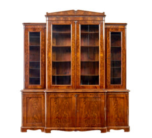 Swedish 19th Century Flame Mahogany Breakfront Bookcase — thumbnail 11