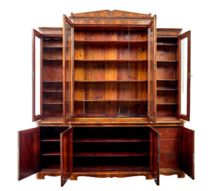 Swedish 19th Century Flame Mahogany Breakfront Bookcase — thumbnail 10
