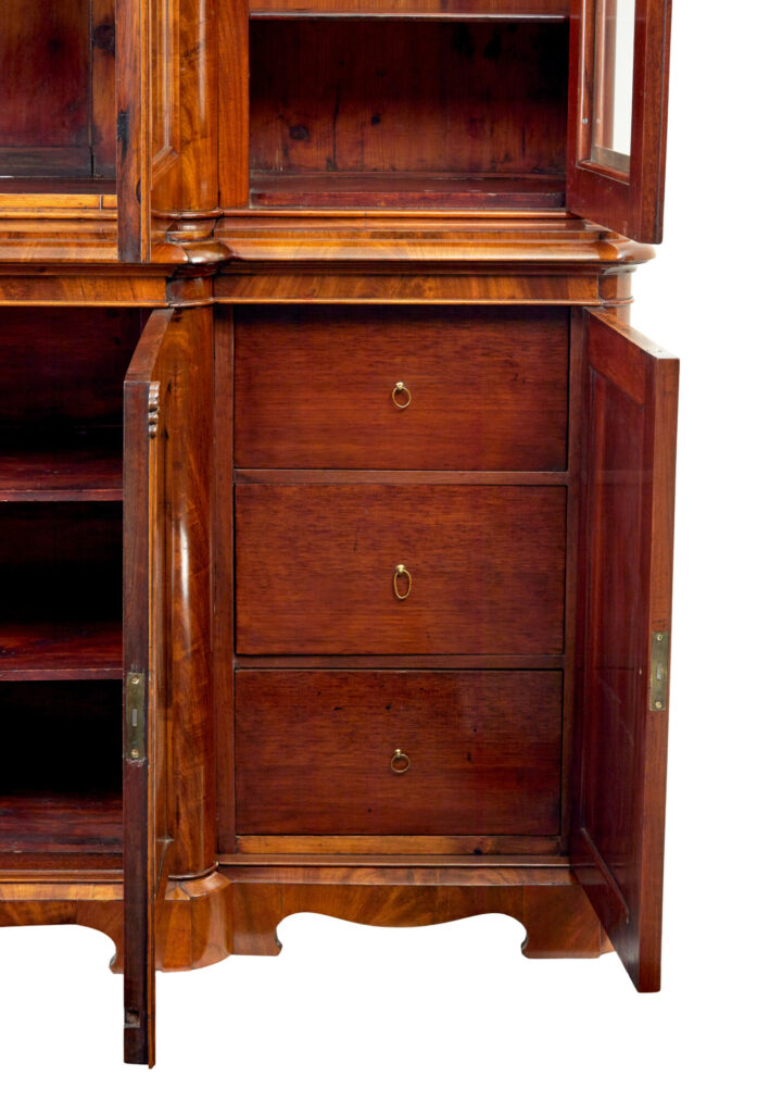 Swedish 19th Century Flame Mahogany Breakfront Bookcase — image 9