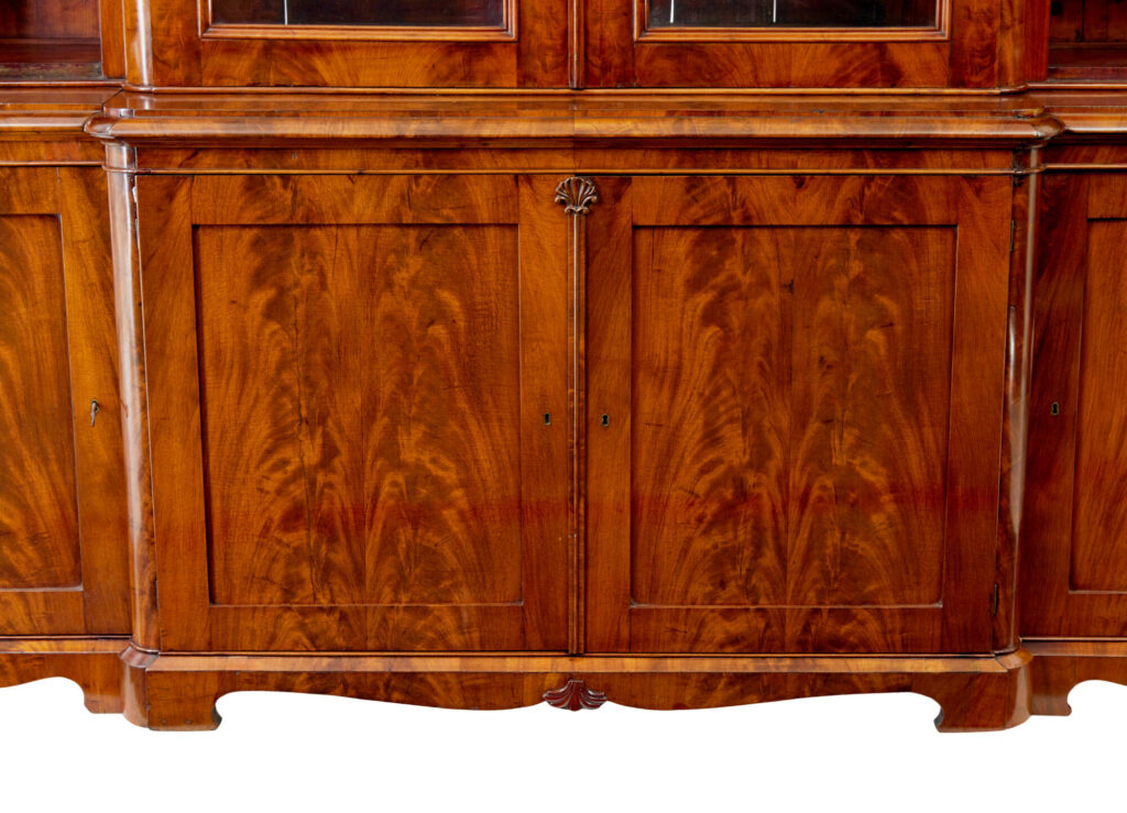 Swedish 19th Century Flame Mahogany Breakfront Bookcase — image 8
