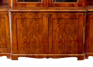 Swedish 19th Century Flame Mahogany Breakfront Bookcase — thumbnail 8