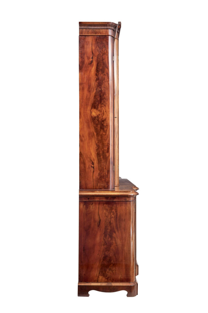 Swedish 19th Century Flame Mahogany Breakfront Bookcase — image 7