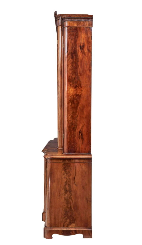 Swedish 19th Century Flame Mahogany Breakfront Bookcase — image 5