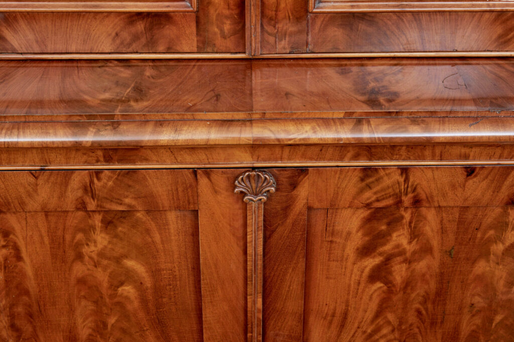 Swedish 19th Century Flame Mahogany Breakfront Bookcase — image 3