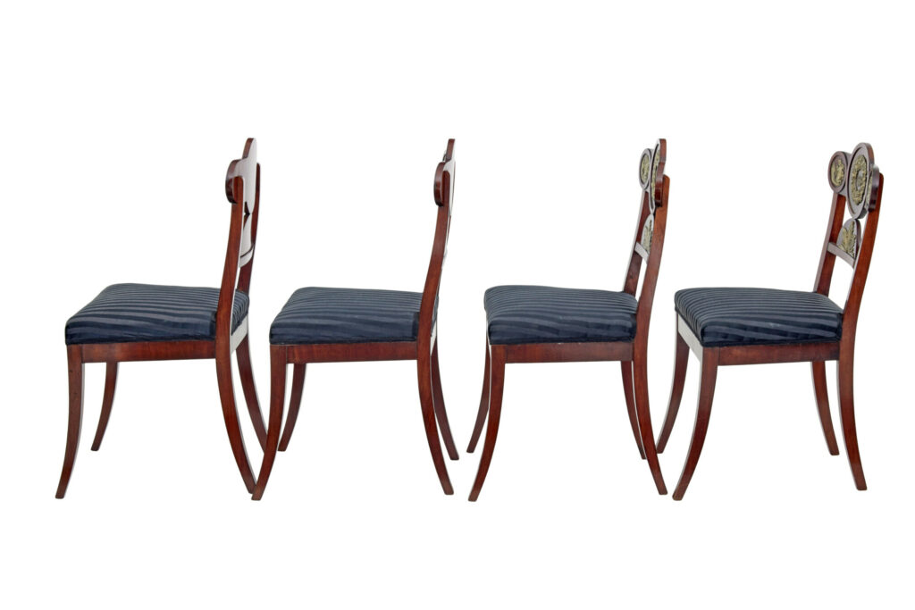 Set of 4 Early 19th Swedish Mahogany Empire Dining Chairs — image 6