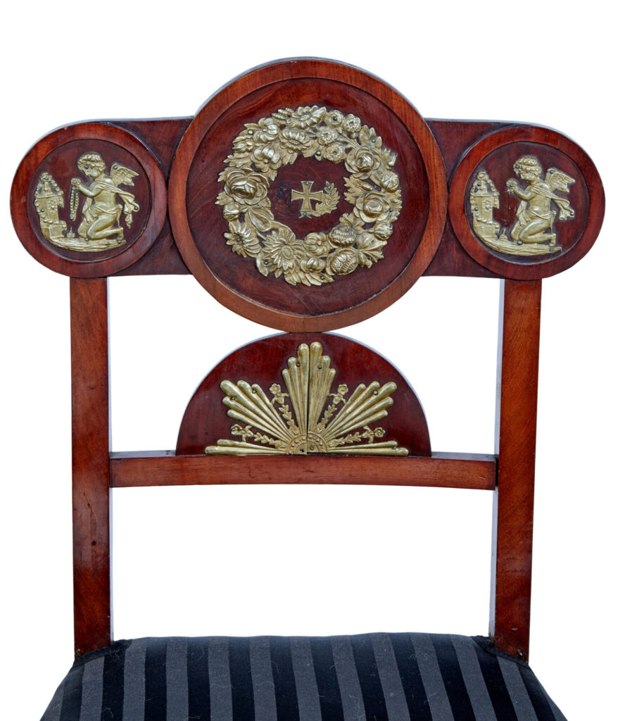 Set of 4 Early 19th Swedish Mahogany Empire Dining Chairs — image 3