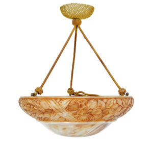 SWEDISH SHAPED ART DECO CARVED ALABASTER CEILING LIGHT