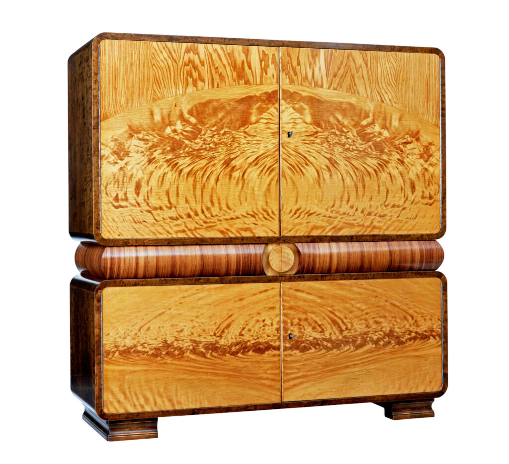 Art Deco Scandinavian Birch and Elm Cabinet