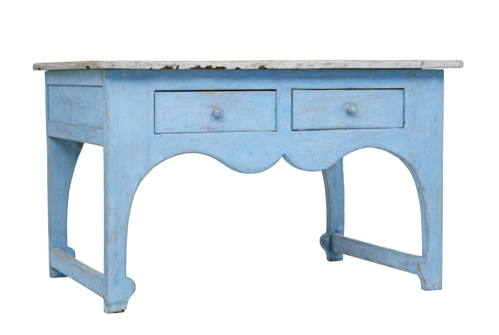Shaped Mid 19th Century Painted Swedish Pine Side Table — image 1