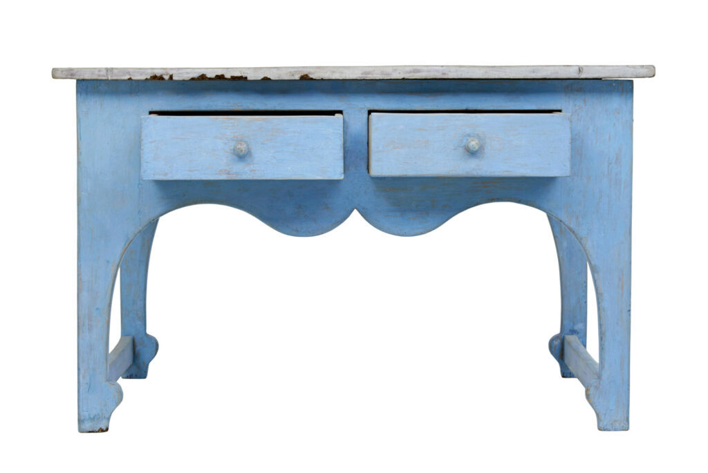 Shaped Mid 19th Century Painted Swedish Pine Side Table — image 6