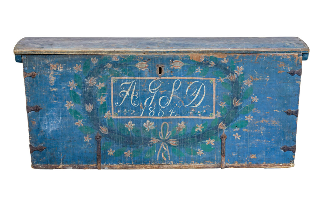 MID 19TH CENTURY SWEDISH HAND PAINTED DOME TOP COFFER