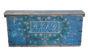 MID 19TH CENTURY SWEDISH HAND PAINTED DOME TOP COFFER