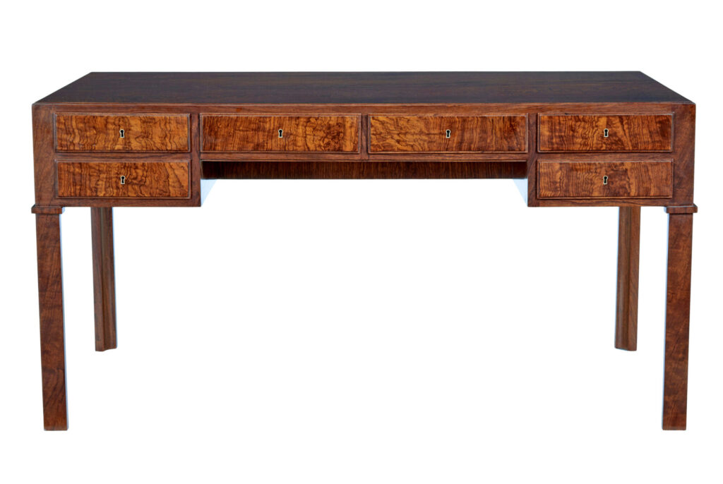Danish Mid 20th Century Burr Walnut Desk — image 3