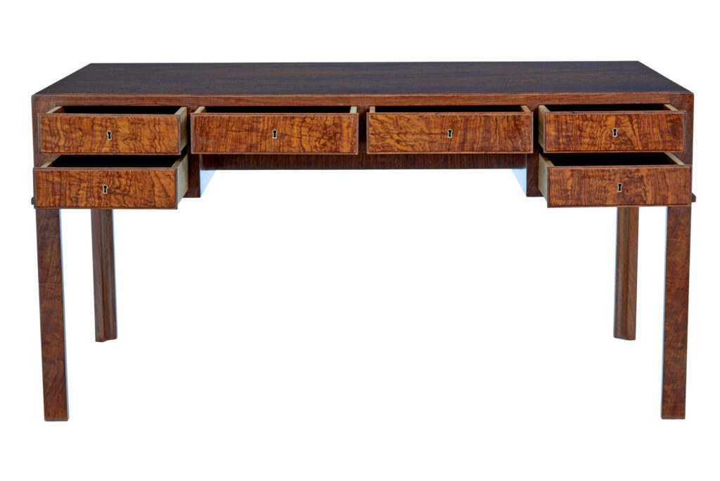 Danish Mid 20th Century Burr Walnut Desk — image 2