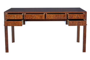 Danish Mid 20th Century Burr Walnut Desk — thumbnail 2